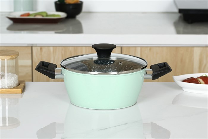 Nồi nhôm chống dính nắp kính 20 cm Green Cook GCS226-20IH