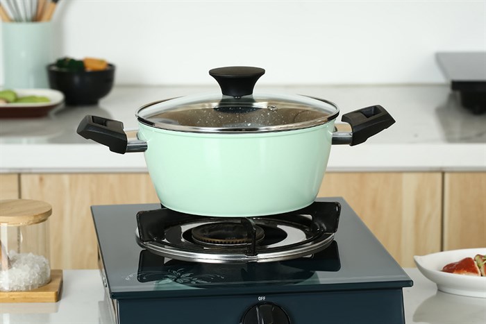 Nồi nhôm chống dính nắp kính 20 cm Green Cook GCS226-20IH Màu Xanh lá