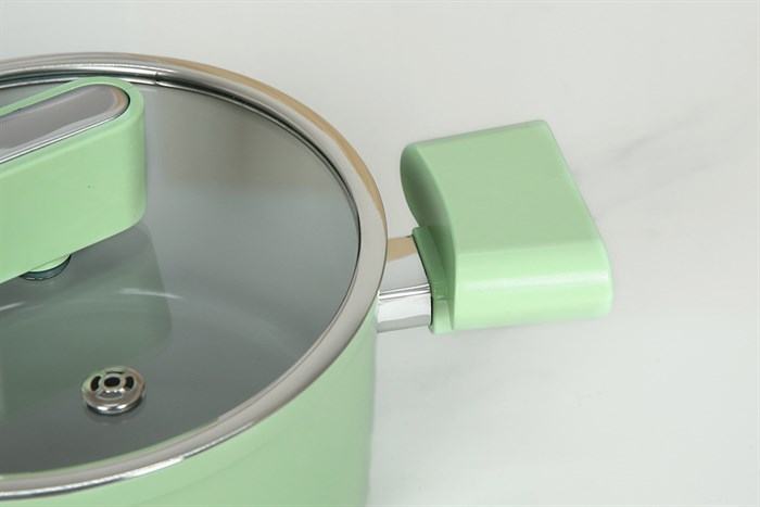 Nồi nhôm men sứ chống dính nắp kính 18 cm Elmich Hera II EL-5203GY18 Màu Xanh lá