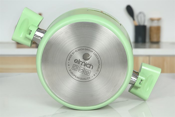 Nồi nhôm men sứ chống dính nắp kính 20 cm Elmich Hera II EL-5203GY20 Màu Xanh lá
