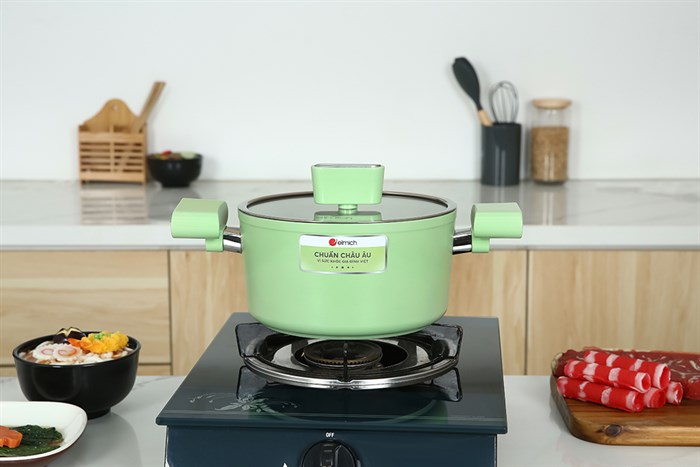 Nồi nhôm men sứ chống dính nắp kính 20 cm Elmich Hera II EL-5203GY20