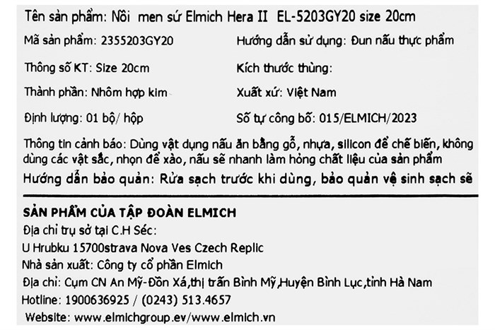 Nồi nhôm men sứ chống dính nắp kính 20 cm Elmich Hera II EL-5203GY20 Màu Xanh lá