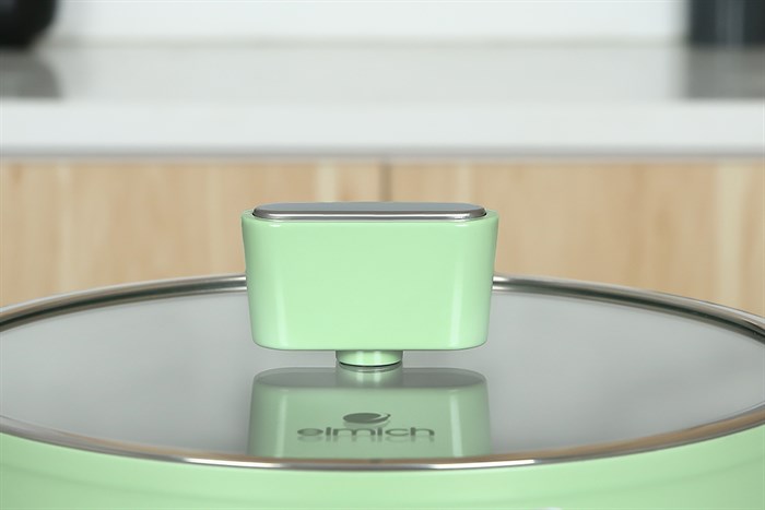 Nồi nhôm men sứ chống dính nắp kính 24 cm Elmich Hera II EL-5203GY24 Màu Xanh lá