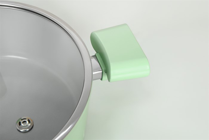 Nồi nhôm men sứ chống dính nắp kính 24 cm Elmich Hera II EL-5203GY24 Màu Xanh lá