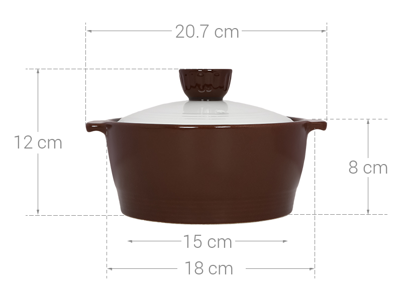 Nồi đất nắp sứ 18 cm Dong hwa PT1.180