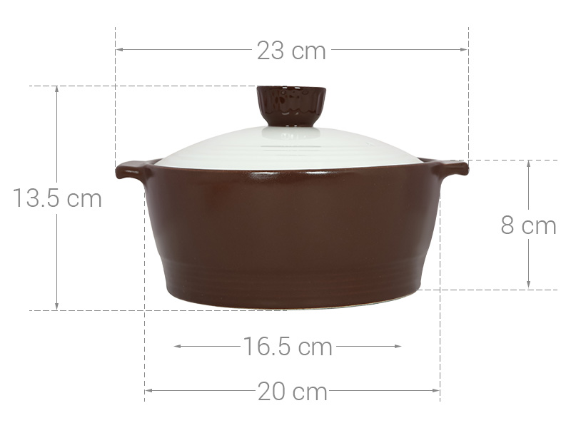 Nồi đất nắp sứ 20 cm Dong hwa PT1.200