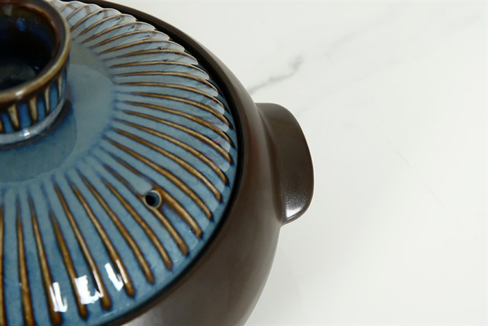 Nồi đất nắp sứ 16 cm Dong hwa P903 Màu Xanh đen đậm