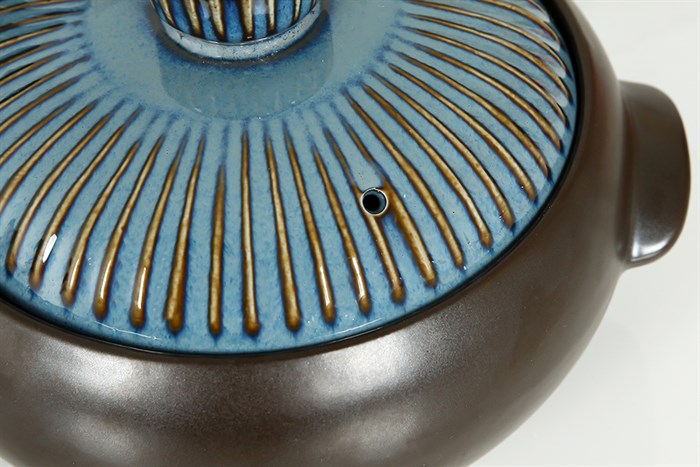 Nồi đất nắp sứ 16 cm Dong hwa P903 Màu Xanh đen đậm