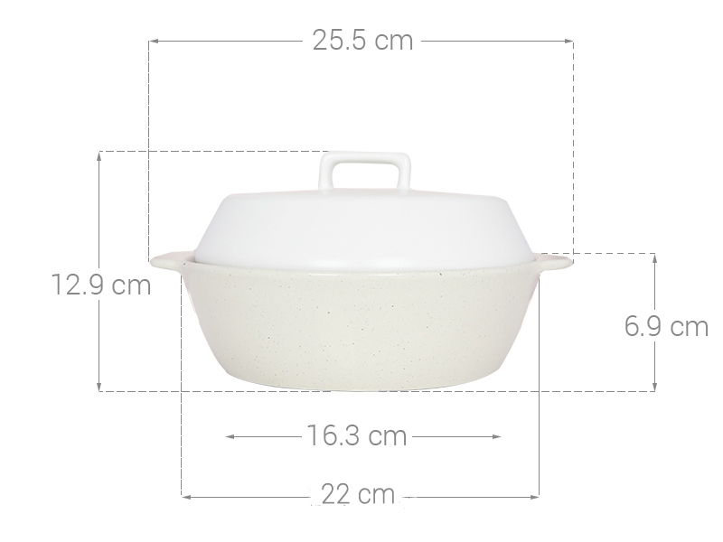 Nồi hấp đất nắp sứ 22 cm Dong hwa PT3.225