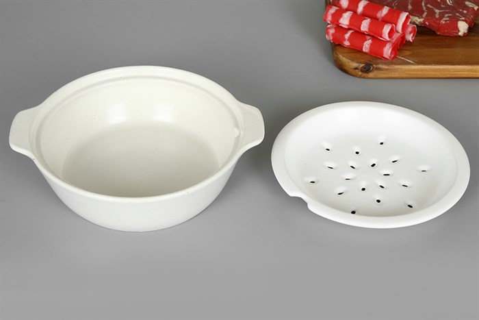 Nồi hấp đất nắp sứ 22 cm Dong hwa PT3.225 Màu Trắng
