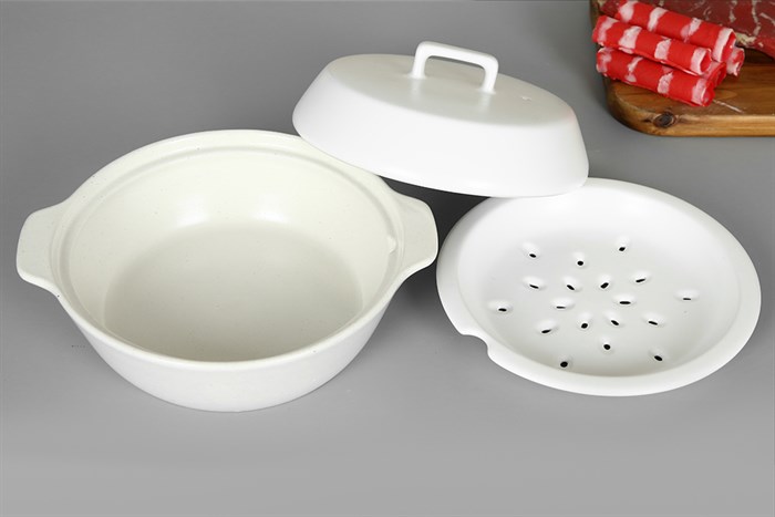 Nồi hấp đất nắp sứ 22 cm Dong hwa PT3.225 Màu Trắng