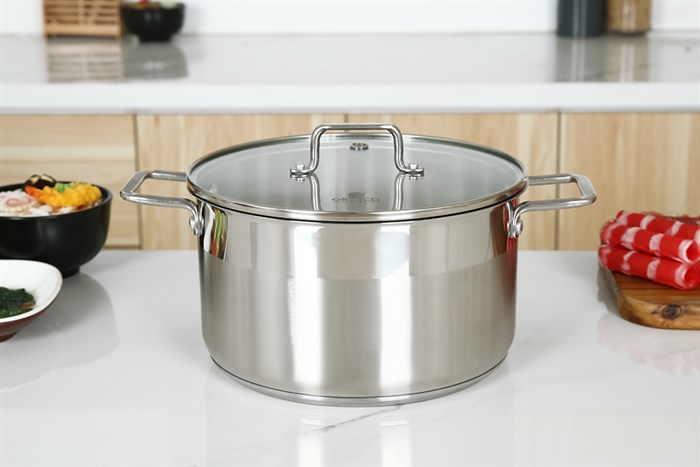 Bộ 3 nồi inox 3 đáy nắp kính Elmich EL-2324MN Màu Inox