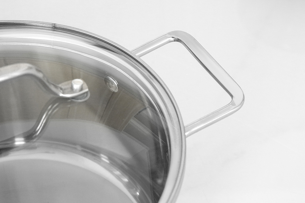 Bộ nồi quánh inox 5 đáy nắp kính Sunhouse SHG601 Màu Inox