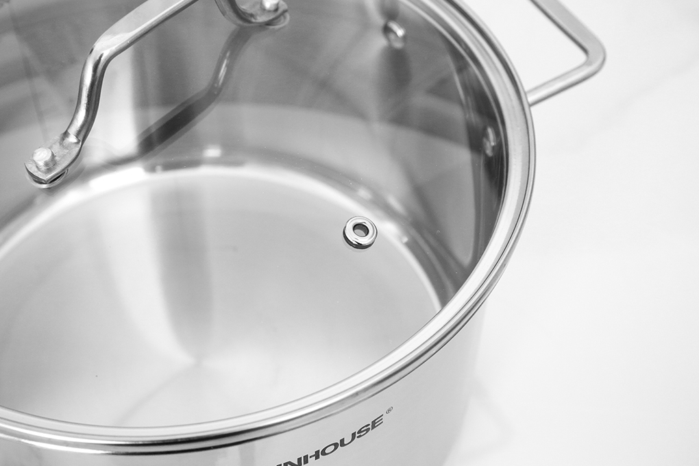 Bộ nồi quánh inox 5 đáy nắp kính Sunhouse SHG601 Màu Inox