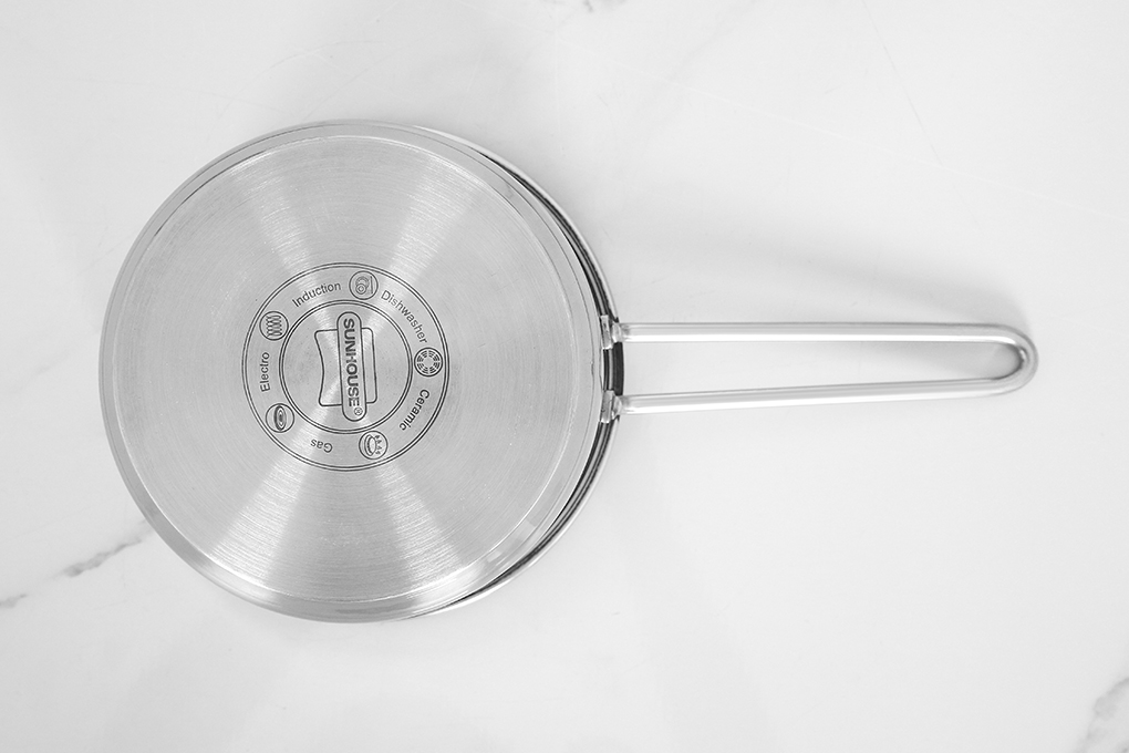 Bộ nồi quánh inox 5 đáy nắp kính Sunhouse SHG601 Màu Inox
