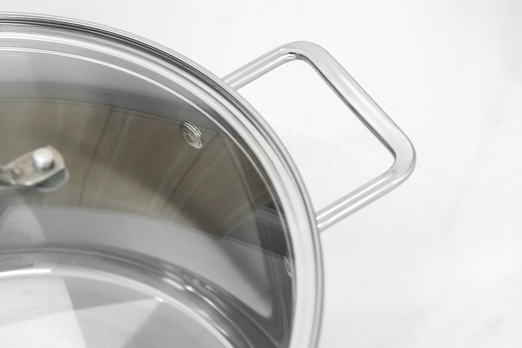 Bộ nồi quánh inox 5 đáy nắp kính Sunhouse SHG601 Màu Inox