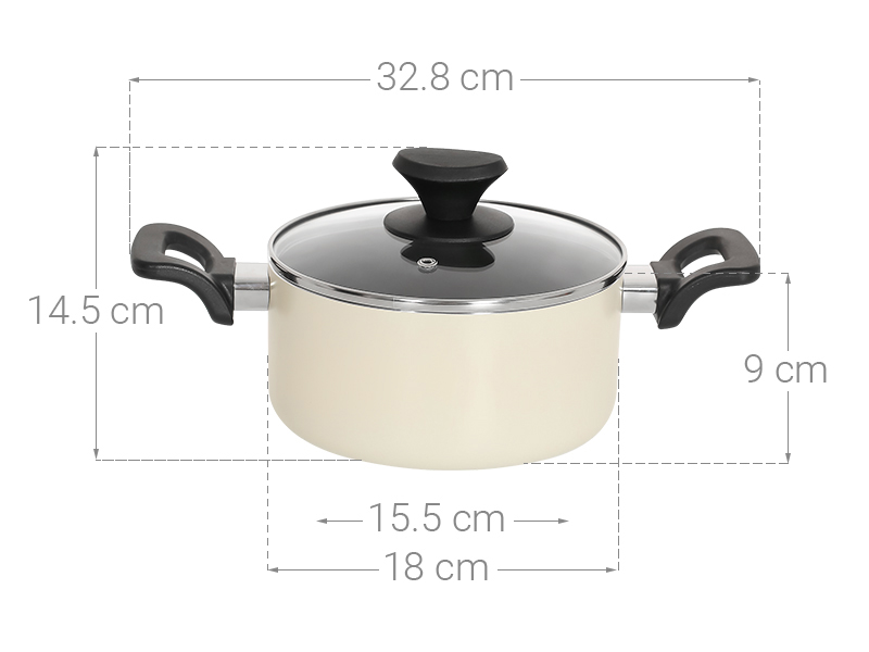 Nồi nhôm chống dính nắp kính 18 cm Elmich EL-5213MN18