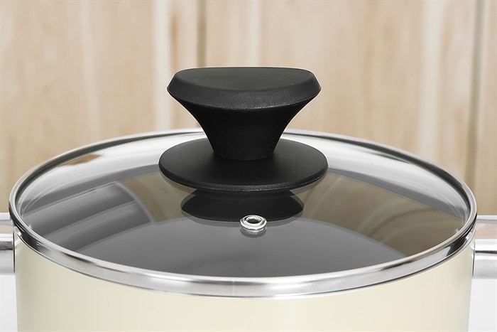 Nồi nhôm chống dính nắp kính 18 cm Elmich EL-5213MN18 Màu Màu be