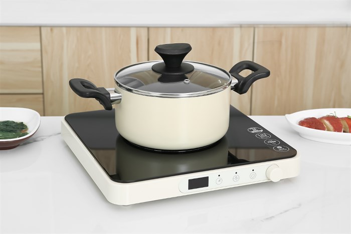 Nồi nhôm chống dính nắp kính 18 cm Elmich EL-5213MN18 Màu Màu be