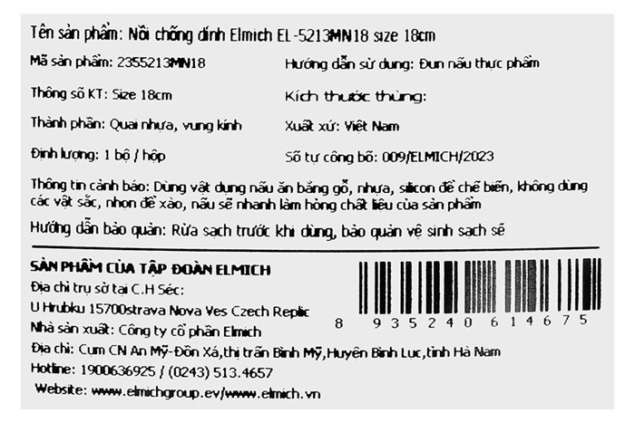 Nồi nhôm chống dính nắp kính 18 cm Elmich EL-5213MN18 Màu Màu be