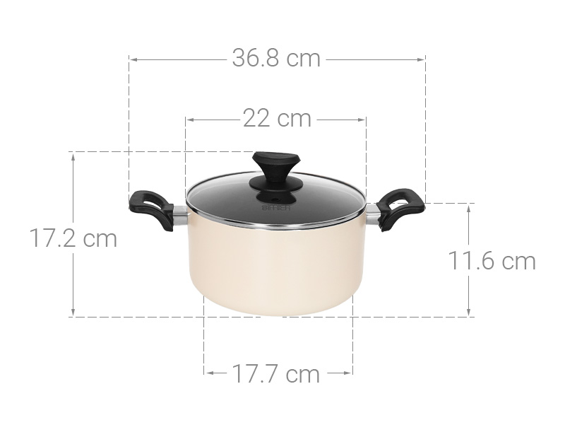 Nồi nhôm chống dính nắp kính 22 cm Elmich EL-5213MN22