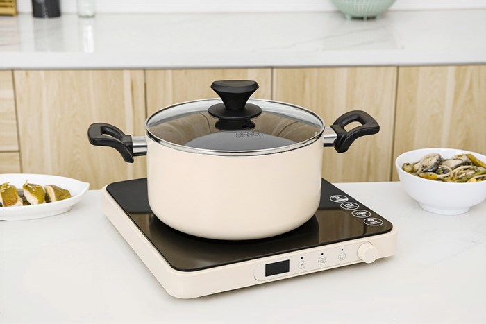 Nồi nhôm chống dính nắp kính 22 cm Elmich EL-5213MN22 Màu Màu be