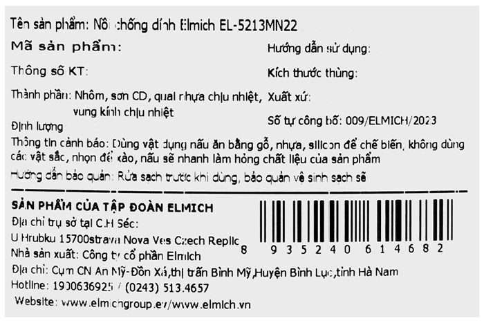 Nồi nhôm chống dính nắp kính 22 cm Elmich EL-5213MN22 Màu Màu be
