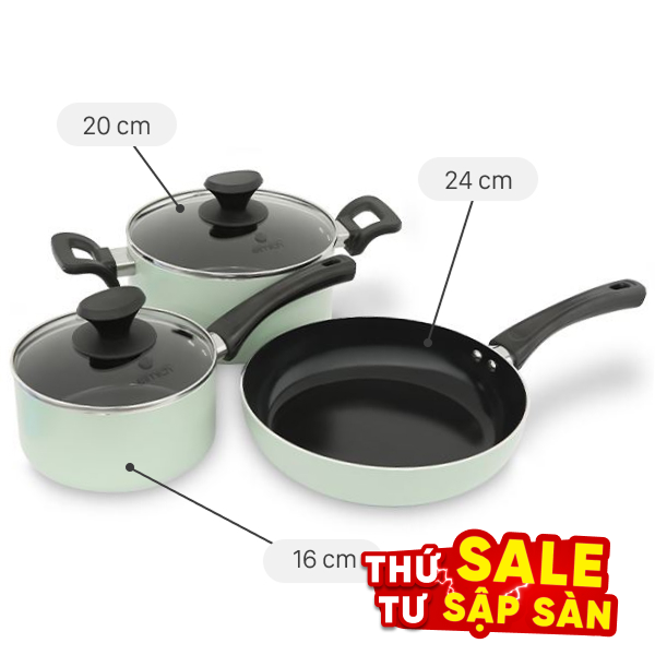 Bộ nồi chảo quánh nhôm chống dính Elmich EL-5212MN