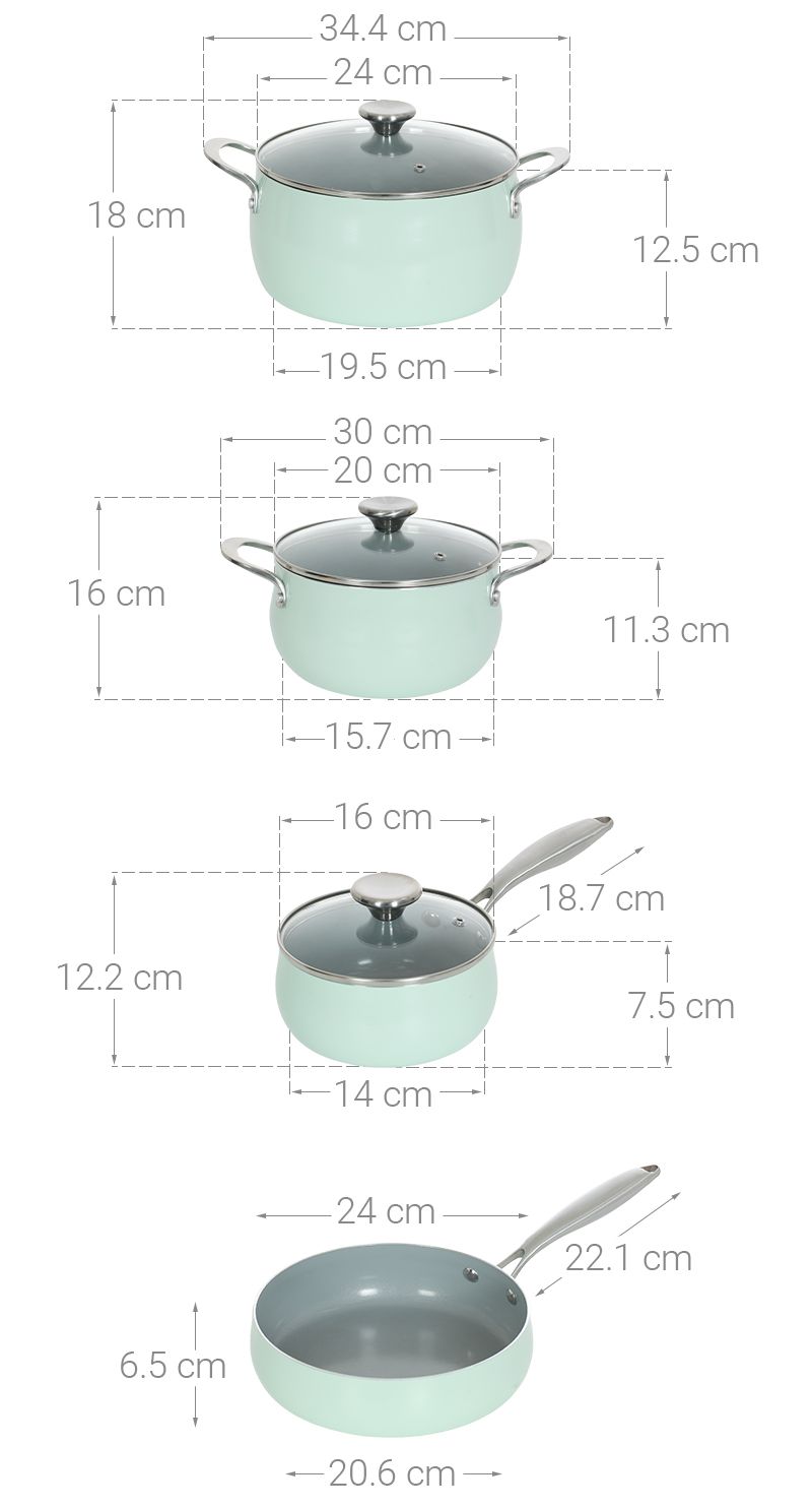 Bộ nồi chảo quánh nhôm chống dính nắp kính Green Cook GCS242-T1