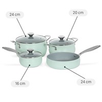 Bộ nồi chảo quánh nhôm chống dính nắp kính Green Cook GCS242-T1