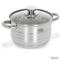 Nồi inox 5 đáy nắp kính 18 cm Green Cook GCS243-18IH