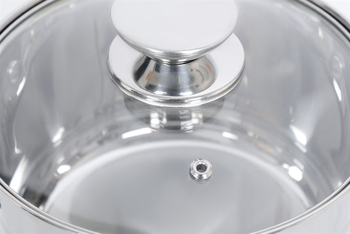 Nồi inox 5 đáy nắp kính 18 cm Green Cook GCS243-18IH Màu Inox