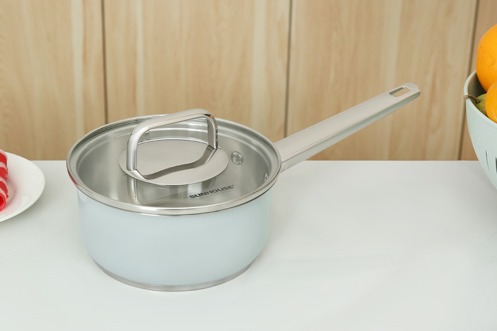 Bộ nồi chảo quánh inox 3 đáy nắp kính Sunhouse SHG608 Màu Xanh lá