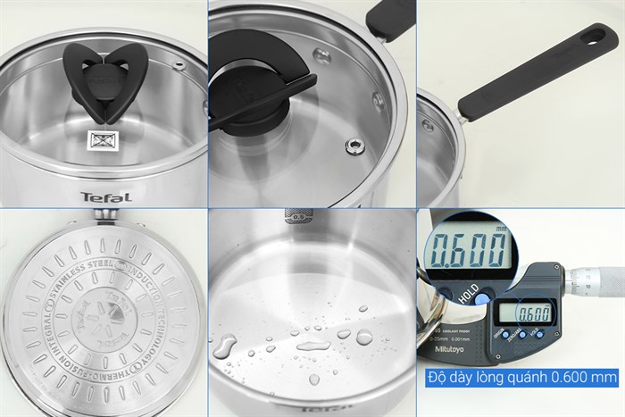 Bộ nồi quánh inox nắp kính Tefal Optispace G7376S44 Màu Inox