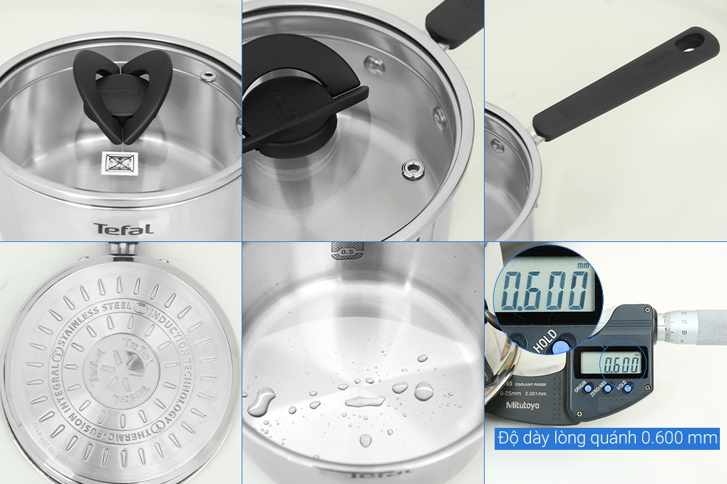 Bộ nồi quánh inox nắp kính Tefal Optispace G7376S44 Màu Inox