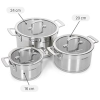 Bộ 3 nồi inox 5 đáy nắp kính Kangaroo KG2IP3S5