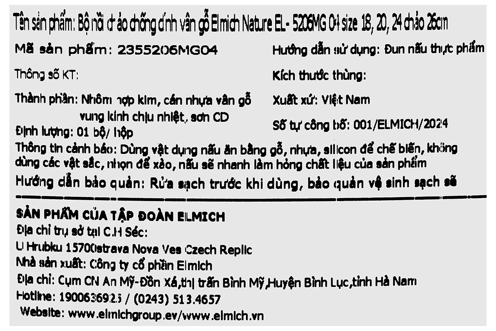Bộ nồi chảo nhôm chống dính nắp kính Elmich Nature EL-5206MG04 Màu Xanh dương đậm