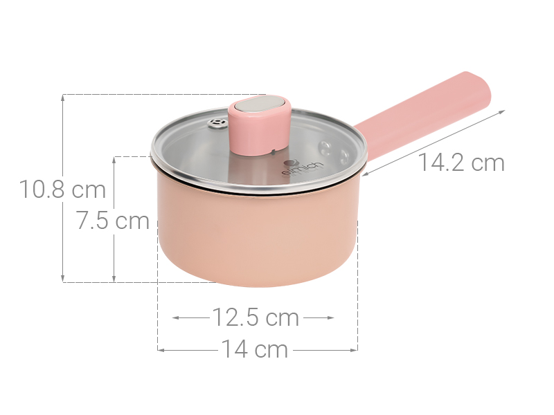 Quánh inox 3 đáy nắp kính 14 cm Elmich Baby EL-2510AP