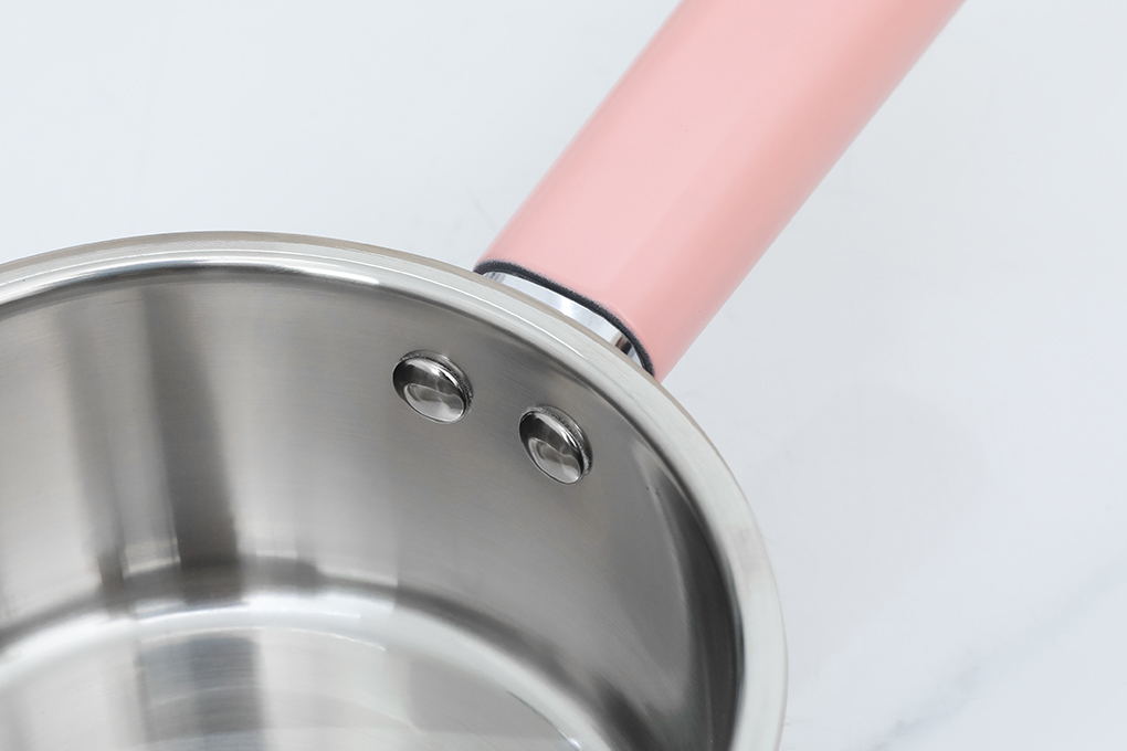 Quánh inox 3 đáy nắp kính 14 cm Elmich Baby EL-2510AP Màu Hồng nhạt