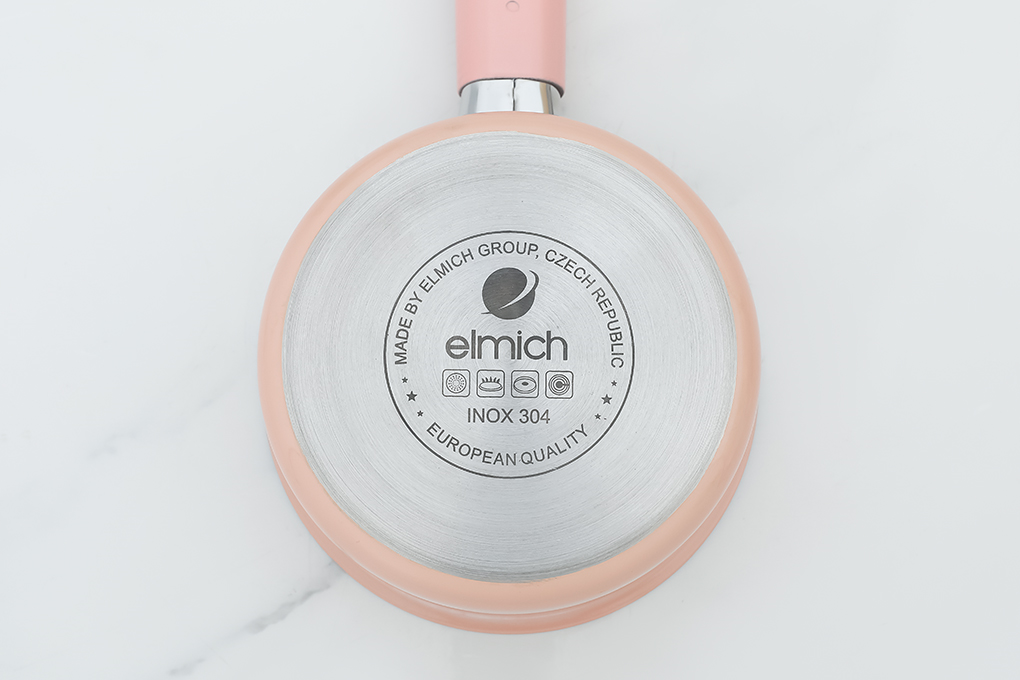 Quánh inox 3 đáy nắp kính 14 cm Elmich Baby EL-2510AP Màu Hồng nhạt