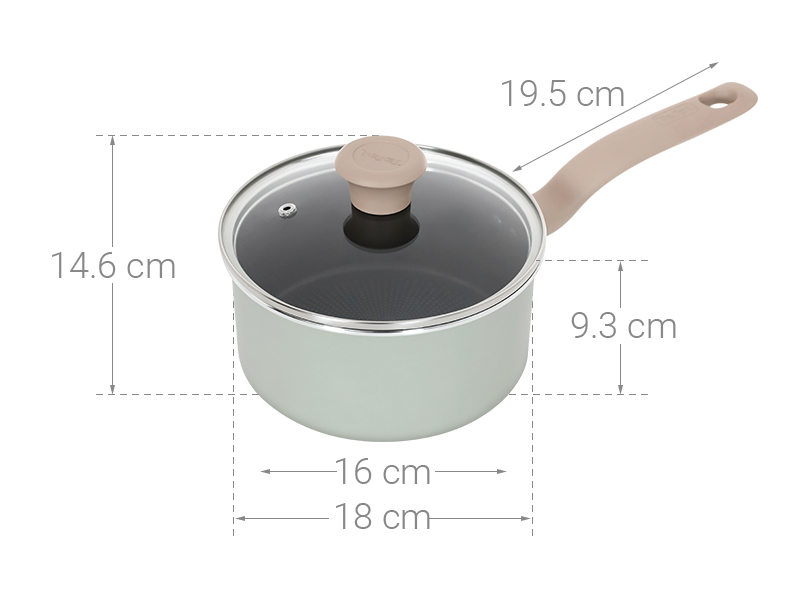 Quánh nhôm chống dính nắp kính 18 cm Tefal So Matcha G1792395