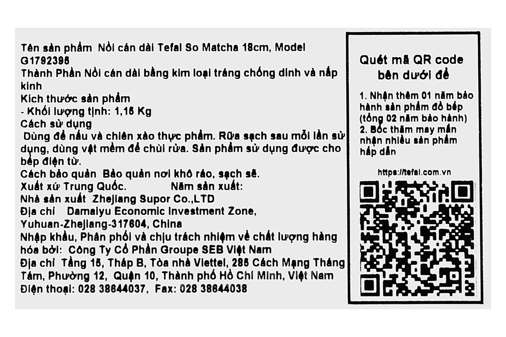 Quánh nhôm chống dính nắp kính 18 cm Tefal So Matcha G1792395 Màu Xanh