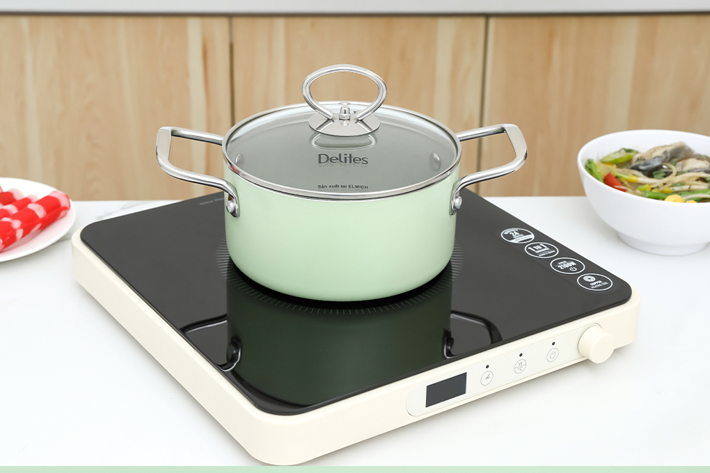 Nồi nhôm chống dính nắp kính 16 cm Delites NDE16 - 8