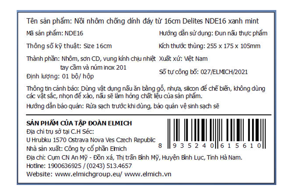 Nồi nhôm chống dính nắp kính 16 cm Delites NDE16 - 9