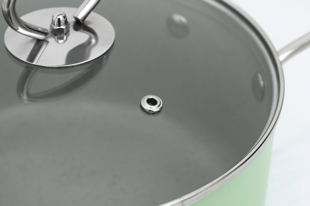 Nồi nhôm chống dính nắp kính 20 cm Delites NDE20 Màu Xanh mint
