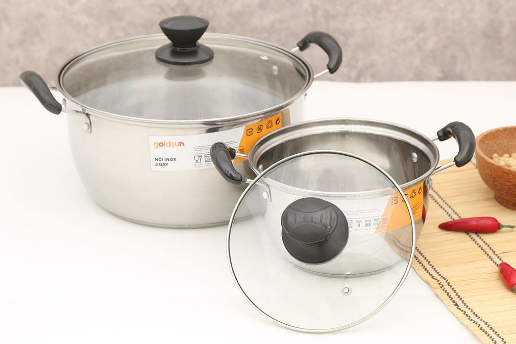Bộ 2 nồi inox 3 đáy 16, 24 cm Goldsun GE21-3-2304SG - 2