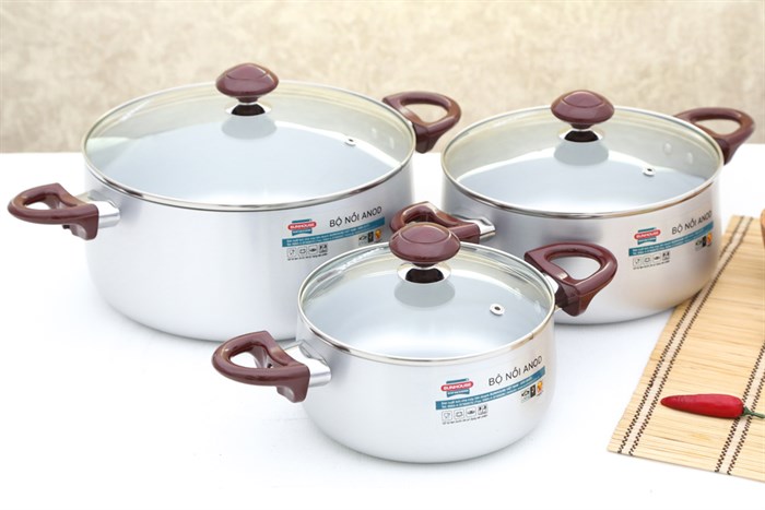 Bộ 3 nồi nhôm anod Sunhouse SH8833QT Màu Xám