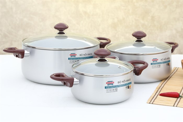 Bộ 3 nồi nhôm anod Sunhouse SH8833QT Màu Xám