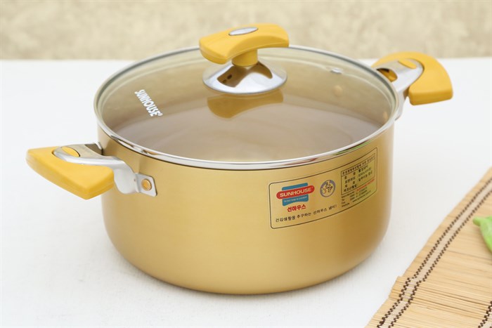 Nồi nhôm anod 22 cm Sunhouse SH8834- 22EBN Màu Vàng đồng