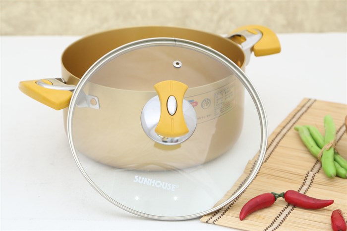 Nồi nhôm anod 22 cm Sunhouse SH8834- 22EBN Màu Vàng đồng